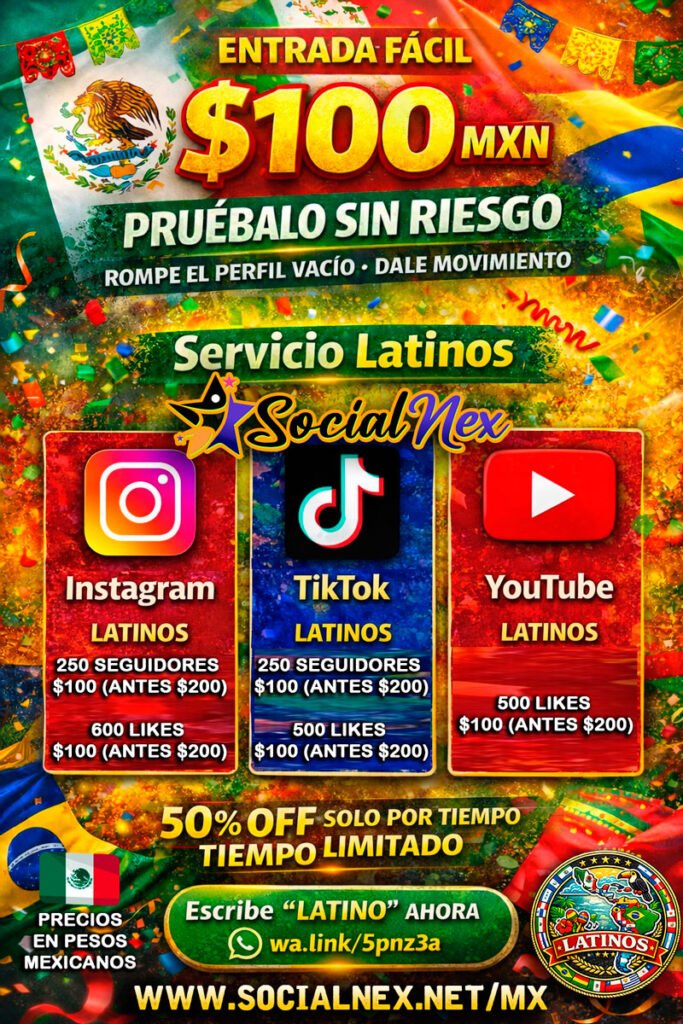 Packs Latinos SocialNex — Desde $100 MXN